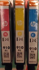 HP 910XL Ink Cartridges Magenta  Yellow  Cyan OPEN BOX New Sealed Expired 2022