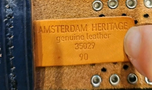 Amsterdam Heritage Brown Metal Studded Italian Leather Belt-LG (90) - Picture 9 of 9