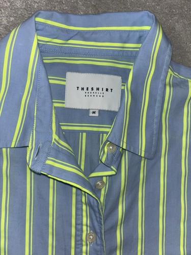 Blusa The Shirt Rochelle Behrens Mujer Mediana Azul Verde L/S Top Abotonada - Imagen 4 de 9