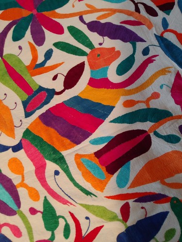 Otomi mexikanischer bestickter Überwurf, Wandteppich, mehrfarbig Tenango 67x74 - Bild 10 von 16