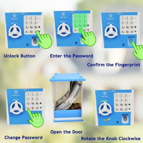 Kids Safe Bank with Fingerprint Password Talking ATM Piggy Bank for Real Mone... - Bild 2 von 6