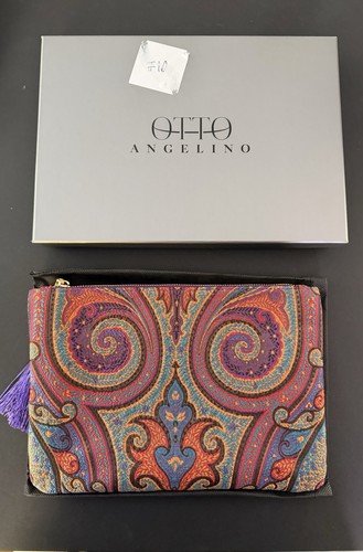 Otto Angelino Boho Designer schmale Clutch Handtasche Paisley - Bild 5 von 5