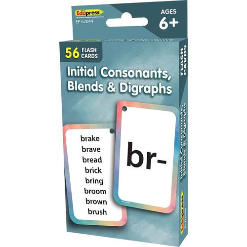 Edupress Initial Consonants Blends & Digraphs Flash Cards 56 Cards (TCR62044)