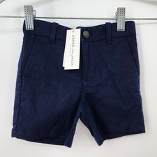 New NWT Janie And Jack Boys Linen Blend Shorts Size 2T Navy Blue