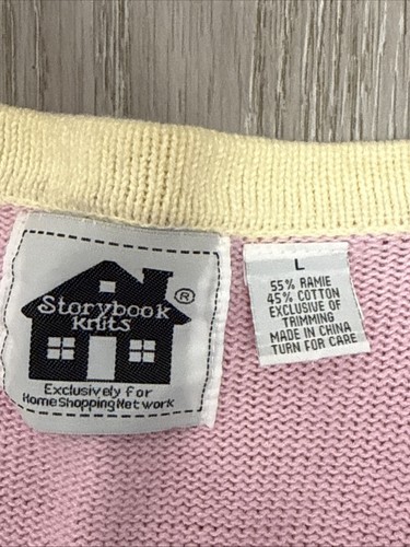 Handknits By Storybook Knits Cardigan Women's L PINK ELEPHANTS - Picture 8 of 10