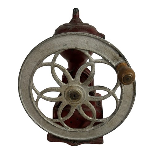 Antique Cast Iron MJF Patentado Red Coffee Mill Grinder - Working - Picture 3 of 12