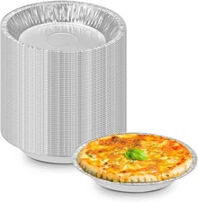 50 Aluminum Foil 6" Pie Pans, Made in USA, Disposable Tin Plates for Pies