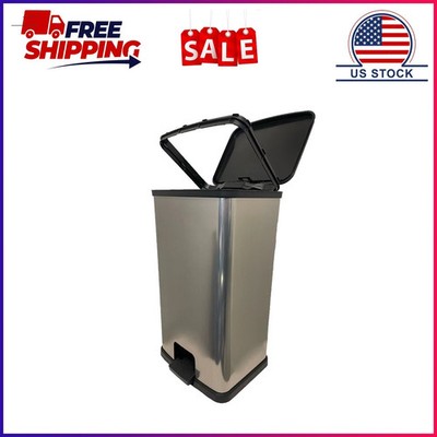Mainstays Kitchen Trash Can, 13.2 Gallon Plastic Step Garbage Bin with Lid -New