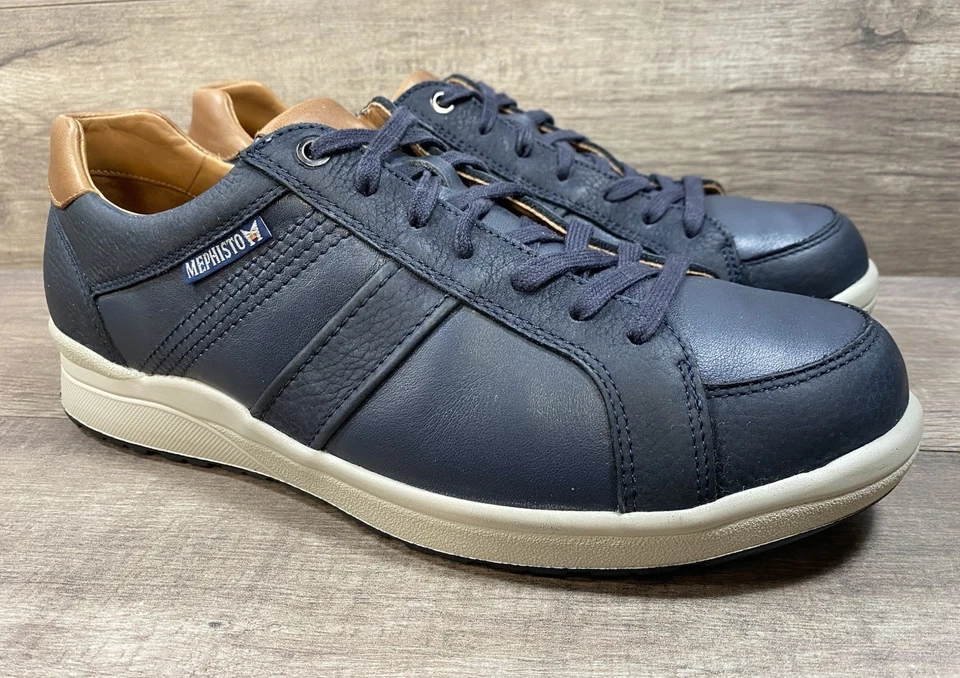 Tênis de caminhada Mephisto City Hiker conforto couro azul masculino tamanho 10 - Imagem 2 de 4