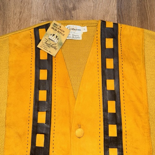 Vintage 50er 60er Sportswear Pullover Herren Cardigan Leder Wildleder MCM Mod Neu aus altem Lagerbestand neu Large - Bild 4 von 12