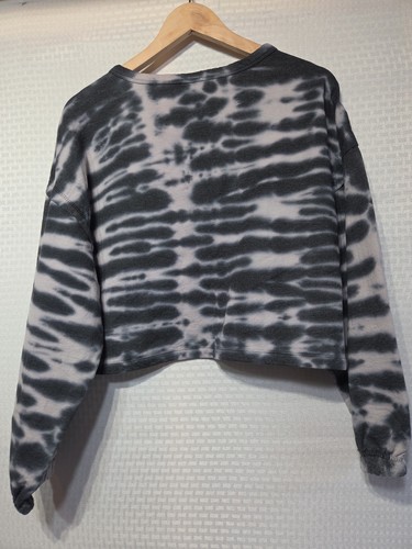 Urban Rebel UR Felpa Donna Grande Tie Dye Cropped Henley Grigio Nero... - Foto 4 di 10
