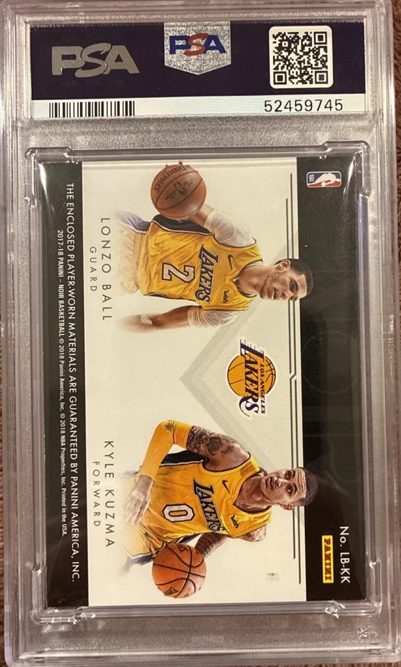 Parche doble Panini Noir Two-Shot Lonzo Ball Kyle Kuzma RC 2017-18 23/25 PSA 8 Foto 4 de 4