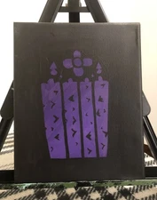 Handmade Gothic Window Purple Acrylic Painting Wall Art Home Decor Gift 