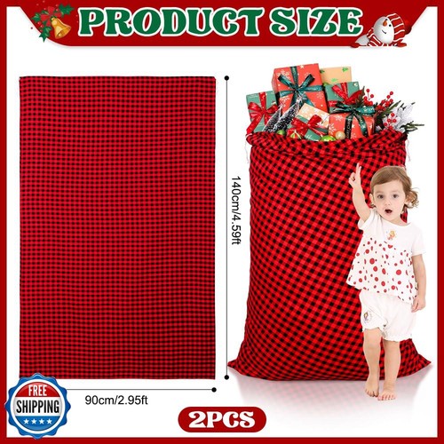 Yujun 2 Stück Extra Weihnachten Kordelzugbeutel, 35 Zoll x 55 Zoll Weihnachten Büffel Plai - Bild 2 von 5