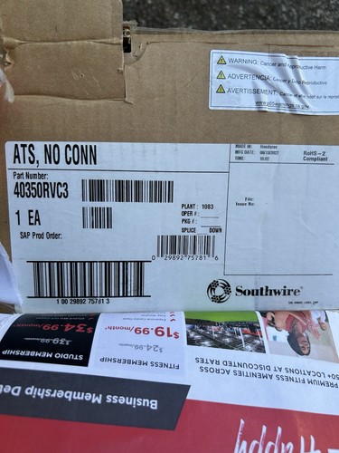 Southwire 40350RVC3 50A Automatic Transfer Switch, RVC/Can Comm, 120/240V As/Is - Picture 3 of 3