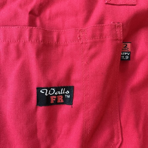 Walls FR Bib Overalls Coveralls Red Men's 2XL Flame/Resistant Work Wear - Picture 5 of 20