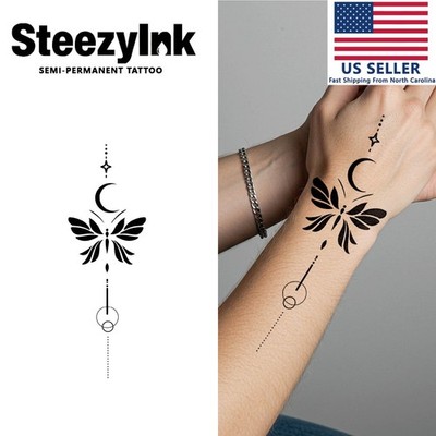 SteezyInk temporary tattoo Geometric Butterfly last upto 2 weeks 4 x 7 inch