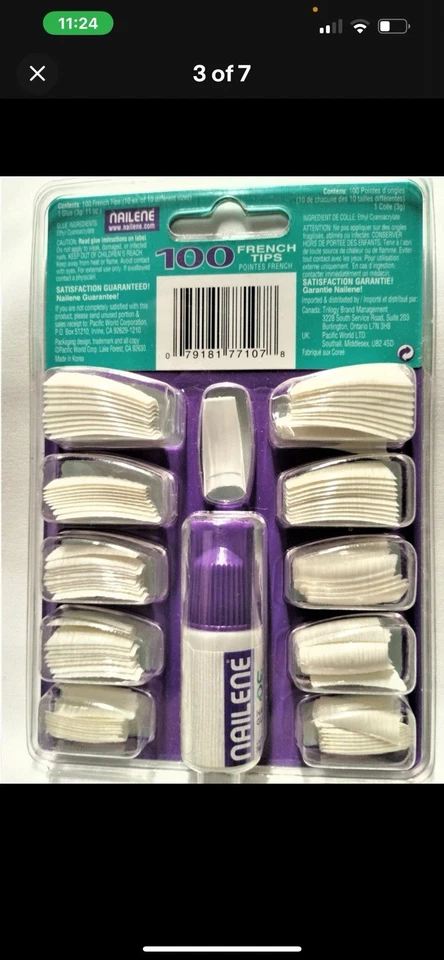 Nailene 100 Natural Curva Cuadrada Punta Francesa Pegamento en Uñas Kit Incluye Pegamento Nuevo en Caja Foto 2 de 3