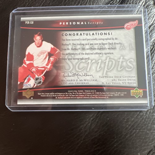 2005/2006 Upper Deck Trilogy NHL Gordie Howe Mr Hockey Personal Scripts Auto!!! - Picture 2 of 3