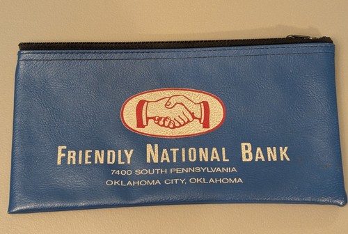 Freundliche Nationalbank Depottasche Beutel - Oklahoma - Vintage Talon Reißverschluss A Rifkin