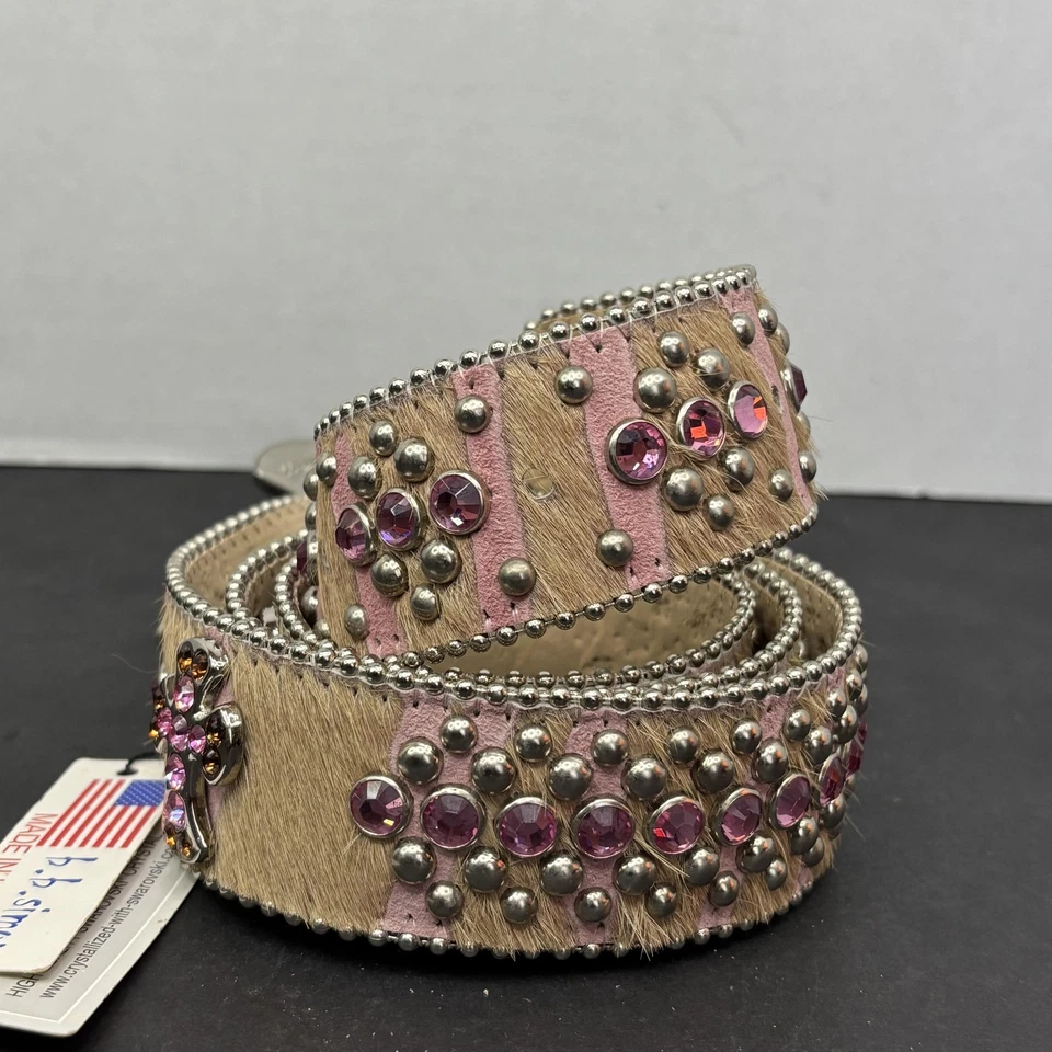 B.B. Cinturón Simon para mujer XXL cruz cristal estrás hecho en el oeste EE. UU. cebra Foto 4 de 4