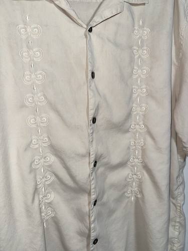 VTG Axist 100% Silk Shirt Beige Bowling Leisure Men Xlarge - Picture 2 of 8