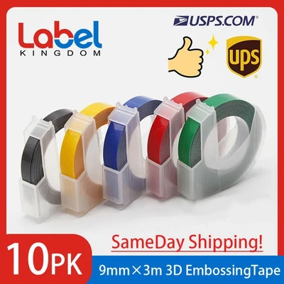FRESHWORLD 10PCS 9mm×3m 3D Label Maker Manual Embossing Refill Tape Dymo Series Label Maker