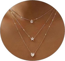 Layered Necklaces for Women Dainty Gold Necklace 14K Gold Plated