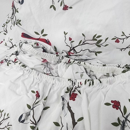 Vermont Country Store Red Cardinals Std Pillowcase TWIN fitted Flat Sheet 3 Pc - Picture 2 of 7