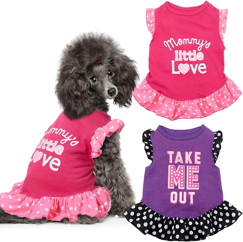2 Stück Hundekleider für Hunde süß Mädchen weiblich Haustier Kleid Mama Welpe Shirt Rock - Bild 10 von 12