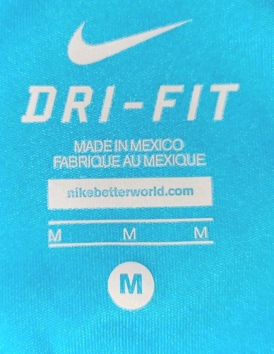 Nike Running Dri Fit Mens Medium Short Sleeve Athletic T Shirt Turquoise - Picture 8 of 9
