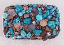 TURQUOISE NUGGET HIPPIE BELT BUCKLE Made In Usa