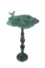 25 Inch Rustic Metal Bird Bath Outdoor Garden Verdigris Water Basin Yard Decor
