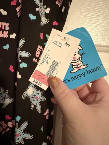 NWT Vintage Y2K It's Happy Bunny Girl's Large Lounge Pants - Picture 3 of 4