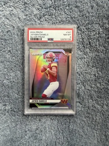 2024 Panini Prizm Jayden Daniels Rookie Silver Prizm Parallel PSA 8 #347