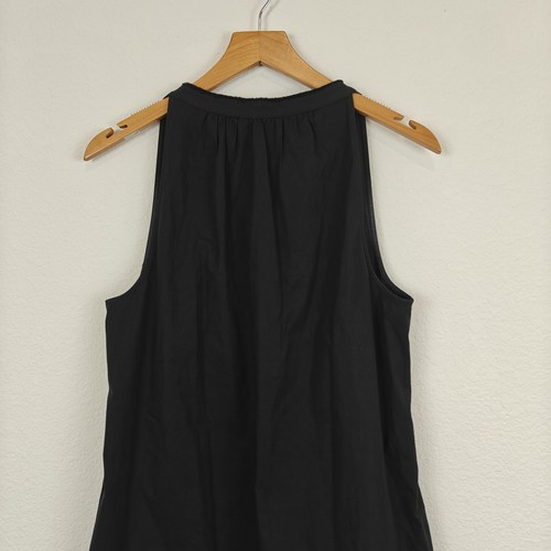 Theory Nallane leichtes Popeline ärmellos schwarz Baumwolle V-Ausschnitt Minikleid Gr 6 - Bild 14 von 16