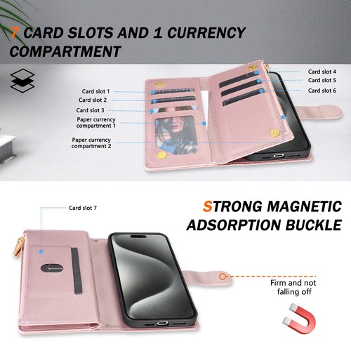 Zip Wallet Case with Lanyard Cover For Google Pixel 9 8 7 Pro 6A 7A 8A 9A 9ProXL - 第 2/42 張圖片
