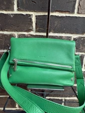 NWT$425 Hammitt VIP Medium Lime Zest Silver Leather Crossbody Shoulder Bag Green