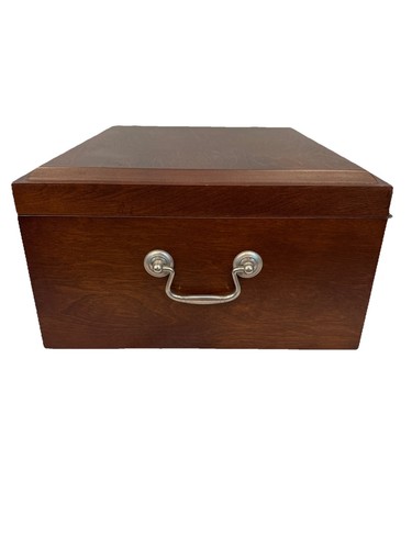 Caja de almacenamiento forrada de fieltro con 2 cajones de madera para monedas vintage - Imagen 5 de 10