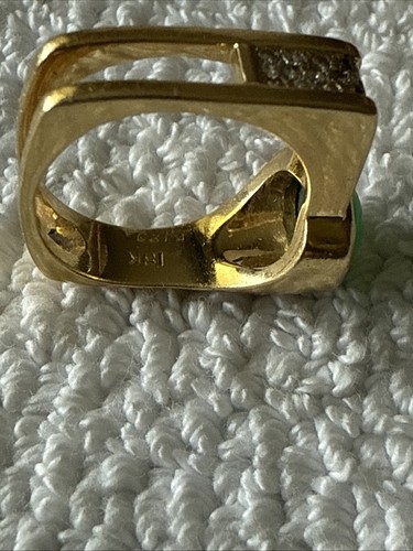 Anello vintage in oro 18 kt con diamanti e smeraldi di design misura 11,90 6,5 - Foto 6 di 9