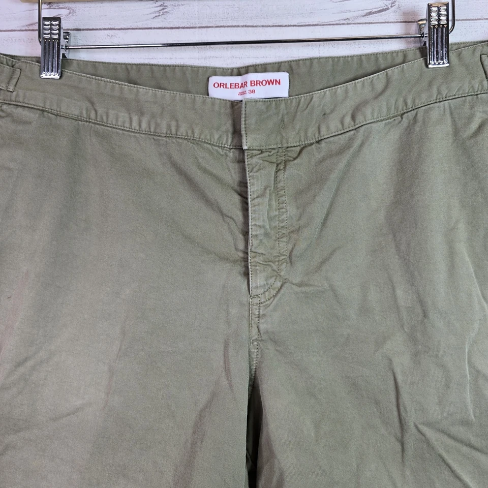 Pantalones chinos Orlebar marrón lengüeta lateral corta talla 38 verde oliva bosque mezcla de algodón  Foto 2 de 4