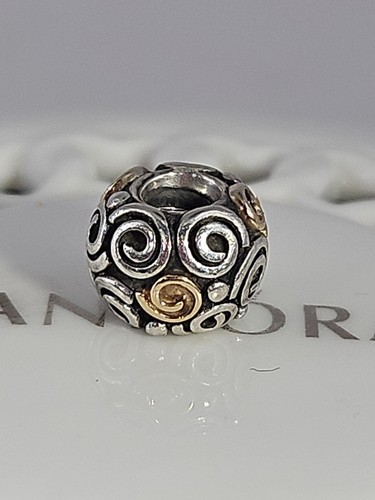 Authentic Pandora Sterling Silver and 14K Swirl Doodle Charm #790414 - Picture 5 of 5