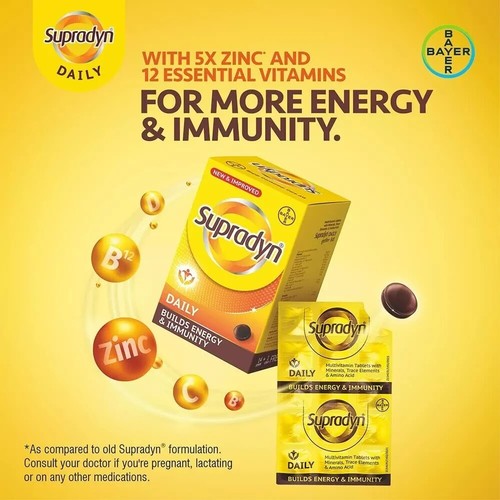 Supradyn Daily Multivitamin 120 Tabletten für Immunität & Energie Zink... - Picture 9 of 9