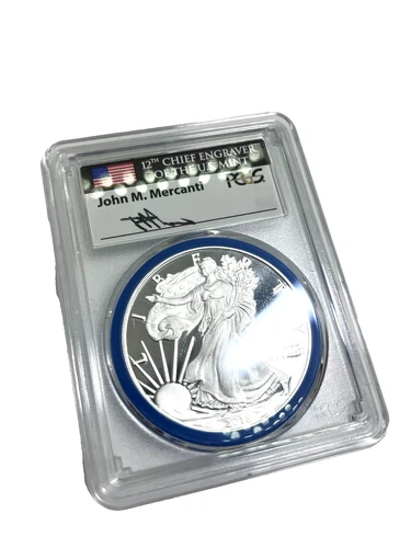 2018 West Point American Eagle 1oz Proof Silver Dollar Mercanti Signed Blue