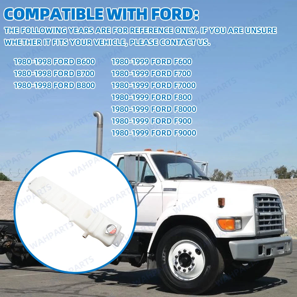 For Ford 1980-1999 F600 F700 F800 Radiator Coolant Overflow Tank F6HZ-8A080-B Foto 2 de 4