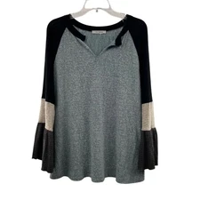 Ces Femme Women's Long Sleeve Fuzzy Sweater Mixed Media Size Small