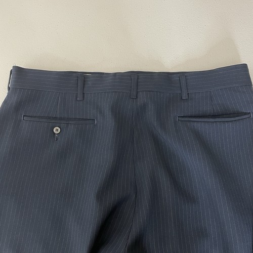 Haggar USA Made 2 Piece Suit Mens 40L 36x32 Navy Blue Striped Two Buttons - Picture 13 of 15