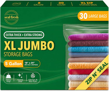 5 Gallon Large Plastic Storage Bags 18" X 24" Reusable XXL Extra