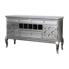 Furniture of America Bethlehem Wood Wine Rack Sideboard in Gray