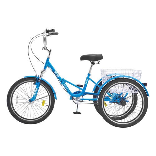 VEVOR Folding Adult Tricycle 26" Adult 3-Wheel Folding Trikes Carbon Steel Blue - Picture 10 of 12